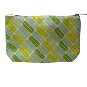 Clinique Logo Classic green and white polyester zip cosmetic makeup bag